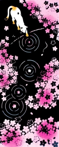 tenugui japoński ręczniczek kot na hanami