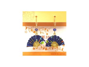 Kolczyki washi wachlarze granatowe