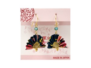 Kolczyki washi wachlarze zielone