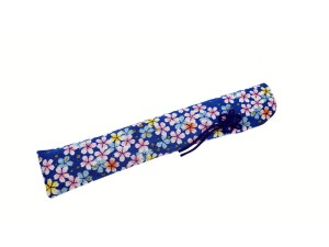 Etui na wachlarz chirimen - Niebieskie tło